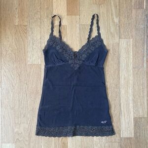 Vtg y2k hollister brown lace camisole tank top